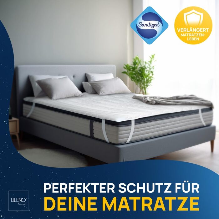 Наматрацник LILENO HOME 200x200 см – дихаючий, м'який, водонепроникний, захисний чохол для матраца, топера та бокс-спрінг ліжка, праний
