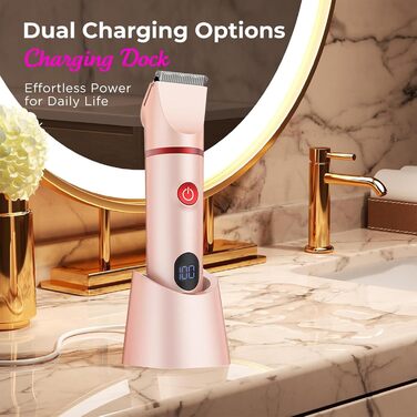 Електричний жіночий тример 3-в-1 для тіла та бікіні, IPX7, вологостійкий (рожевий)