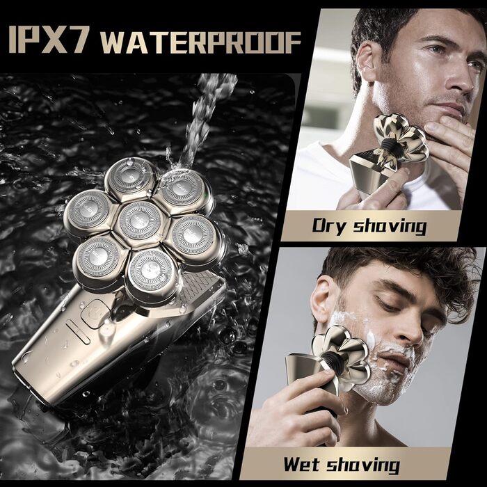 Електричний бритва для голови 5-в-1 для лисин, водонепроникний акумуляторний тример для голови, бороди, носа та обличчя - набір для догляду
