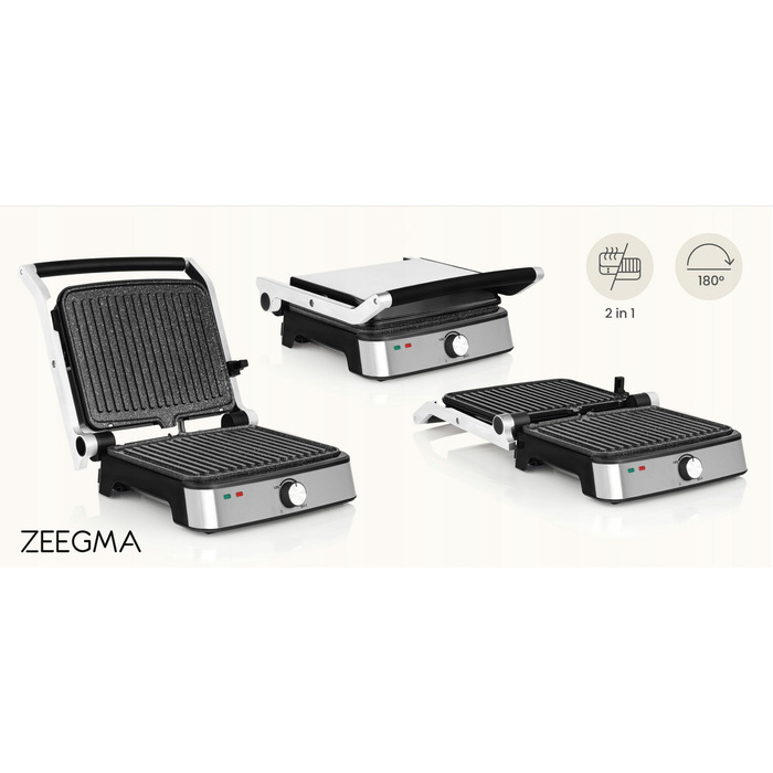 Електричний гриль Zeegma Chef Easy 2000 Вт, регулювання температури, керамічне покриття