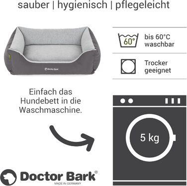 Ліжко для собак Doctor Bark Kleine Hunde - М'яке та зручне ліжечко для собак, миється, зносостійке, пухнасте - Зроблено в Німеччині, GreenLabel (S - 74x55 см, Сірий)