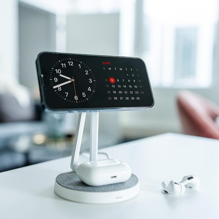 XLayer MagFix Pro 2-в-1 зарядний стан для Apple MagSafe: підставка, бездротова зарядка iPhone 16/15/14/13/12/11 Pro Max Plus, AirPods (сірий/білий)