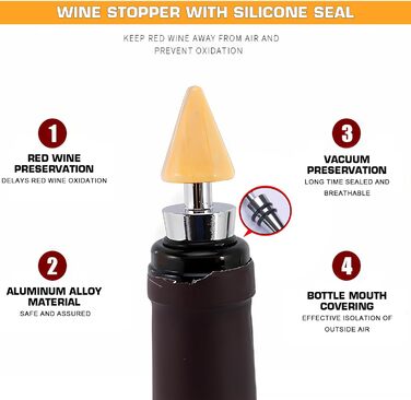 Набір з 5 викруток для вина з форми, аксесуари для вина, подарунковий набір, викрутки сомельє з відкривачем, кришки для пляшок (Золота пляшка 001)