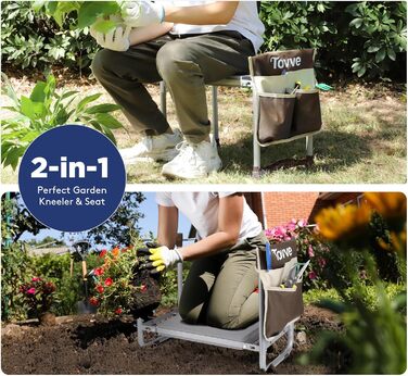 Foldable Garden Kneeler and Seat, Brown
