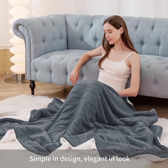 Плед Aisbo Warm Kuscheldecke: теплий, м'який, флісовий плед 150x200 см, XL, для дивана, антрацит