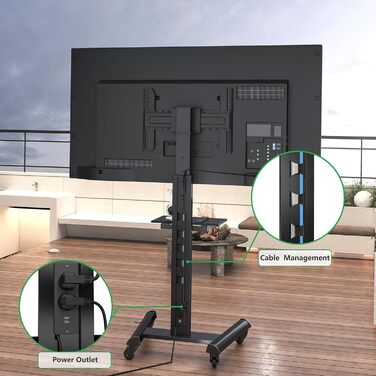 Підставка для телевізора XTRARM Proton 300: регульована висота 191 см, USB-порти, розетки, підтримка 32-75 дюймів, 40 кг, алюміній, скло, чорний колір