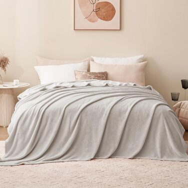 Плед Aisbo: м'який та затишний плед з флісу 150x200 см XL, теплий плед для дивана, затишна пледова ковдра для вітальні та дивана на зиму (220 x 240 см, бежевий)