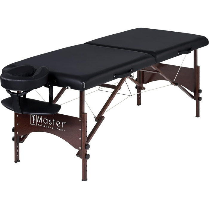 Масажний стіл Argo Master Massage 71 см, складний, портативний, чорний, з сумкою, дерев'яні ніжки з горіха