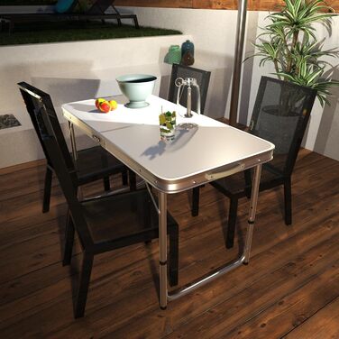 Складний алюмінієвий стіл 120 см для пікніка, кемпінгу, саду та вечірок. 3 регульовані висоти.