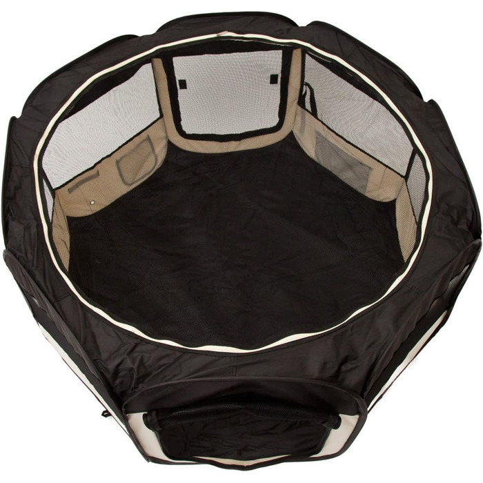 All Pets United Playpen - Large Pet Enclosure for Dogs, Cats, Rabbits & Small Animals - Indoor/Outdoor Use (Black & Beige)