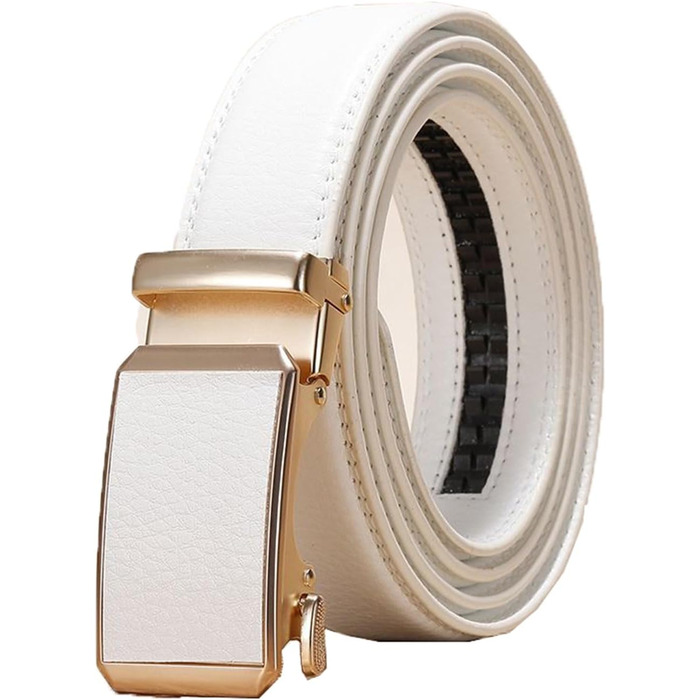 Чоловічий/Жіночий шкіряний ремінь, повсякденний, регульований, автоматична пряжка, ширина 3,0 см, кольоровий декоративний ремінь білий 125x3 см