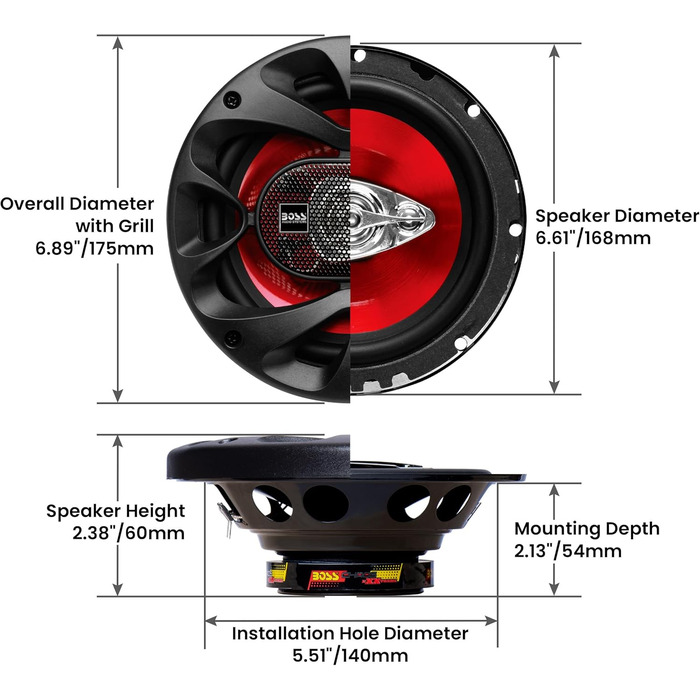 Автомобільна акустика Boss Audio Chaos Series, 3-смугові, 16,5 см (6,5 дюйма), одна колонка