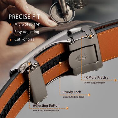 Чоловічий шкіряний ремінь Zitahli з автоматичною пряжкою, регульований (Imperial Blue/Brown, 46-52)