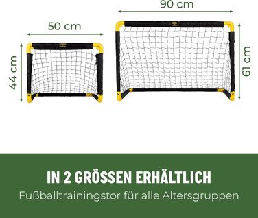Ворота для футболу Umbro 50x44x44 см - Комплект 2 шт. - Складні, для дітей, для тренувань, металеві, чорно-жовті