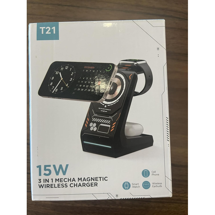 Станція бездротової зарядки 3-в-1 для Apple: iPhone, AirPods, Apple Watch (15W, MagSafe, чорний)