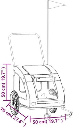 Фургон для собак VidaXL - переносний, з прапором та світловідбивачами, до 30 кг, Oxford-Gewebe, 63.5 x 124.5 x 66 см, Оранжевий
