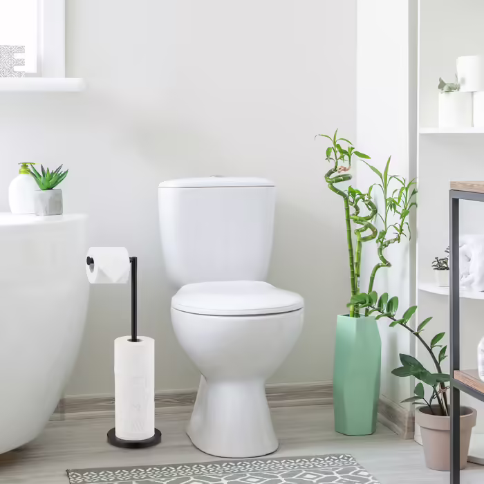 Relaxdays Black Toilet Paper Holder