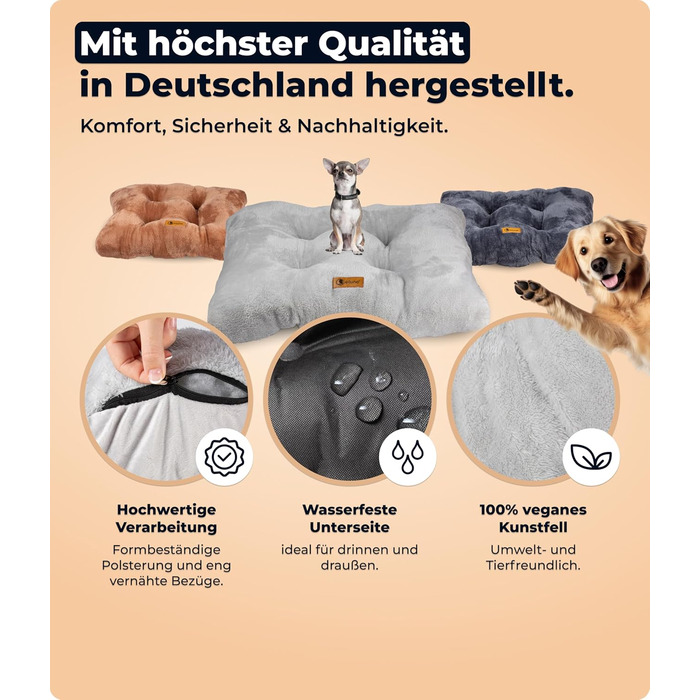 Belune® Делюкс подушка для собак [Світло-сірий, L (130x80x15 см)] - миється, ліжко для великих собак, подушка для собак великих порід світло-сіра L (130x80x15 см)