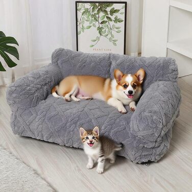 М'яке ліжко для собак та котів - зручне та миється, сіре, 65x45 см, для тварин до 7 кг