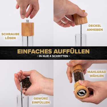 Набір для мелення спецій: солянка та перечниця з акації з регулюванням помелу - якісні млини з керамічним механізмом