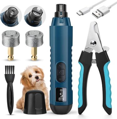 Шліфувальник та ножиці для обрізання кігтів собак, 5-ступеневий шліфувальник для собак з 2 LED-підсвітками. Підходить для великих, середніх та маленьких собак та котів