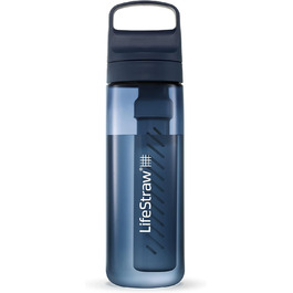 LifeStraw Go Series - BPA-free drinking bottle with water filter for travel and everyday use - removes bacteria, parasites, microplastics, and improves taste (Aegean Sea, 651 ml)