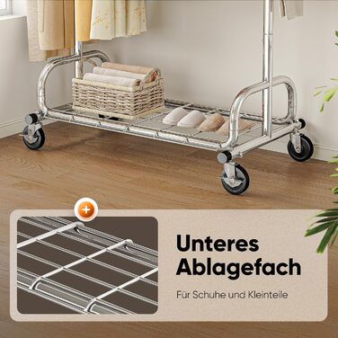 Стійка для одягу на колесах HOKEEPER, 136 кг, важка, висувна штанга для одягу S002S