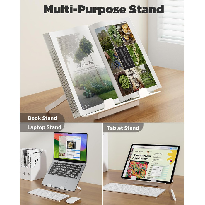 SAIJI Стіл-таблетка для ноутбука, розкладний XXL, з ящиком та підставкою для книг/телефону (65 x 49 x 30 см, Light Teak)