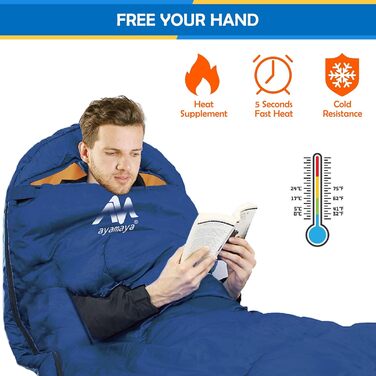Спальний мішок Outdoor Deckenschlafsack Koppelbar, 5-15°C, 220x80 см, для дорослих, для кемпінгу, трекінгу, риболовлі та подорожей, водонепроникний, ліва блискавка