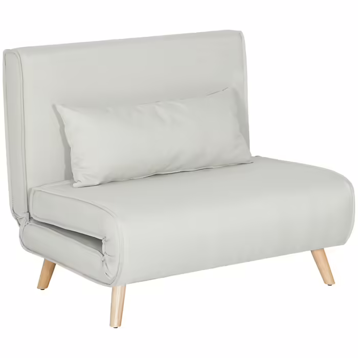 HOMCOM Sleeper Sofa, Single Sofa, Folding Sofa with Adjustable Backrest, Nordic Style, Linen-Look Fabric for Living Room & Guest Room