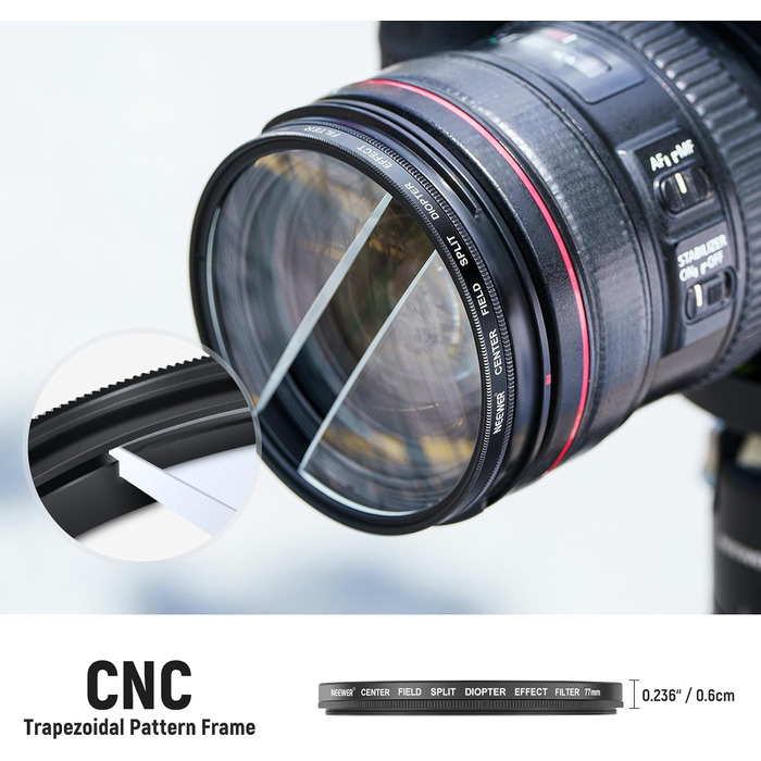NEEWER 77mm фільтр діоптрій з розділеним полем, камера, лінійний призма K9, оптичне скло, аксесуар для об'єктива, ефект розмиття фону, кольоровий ефект