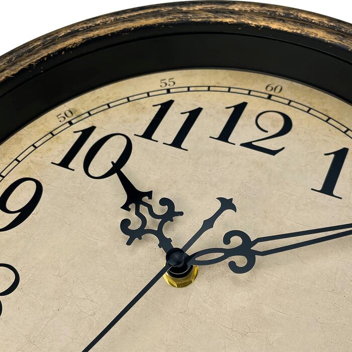 Plumeet Extra Large Wall Clock Classic 40.6cm, Quiet Retro Wall Clock without Ticking Sounds for Living Room - Bedroom - Battery Powered (Arabic Numerals)