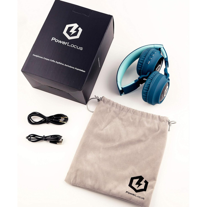 Дитячі навушники PowerLocus Bluetooth Over-Ear з обмеженням гучності 85dB, LED-підсвічуванням, складний дизайн, HD Stereo, мікрофон для телефону, планшета, ПК, TV (Синій)