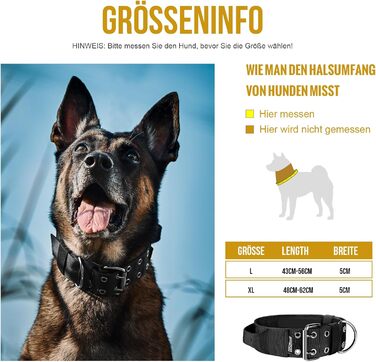 Нашийник для собак OneTigris 5 см з ручкою та патчем, чорний, великий, L