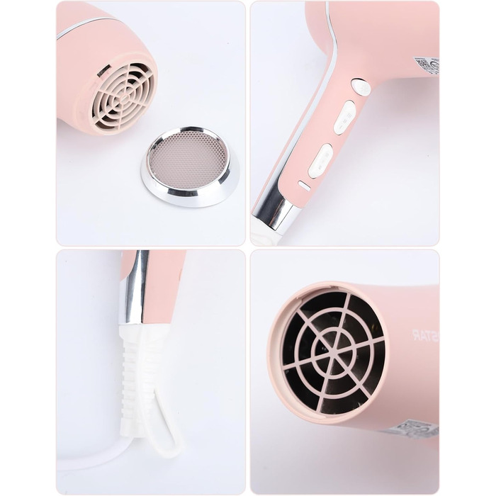 Фен Aigostar Lora рожевий 2400W з іонізацією, 3 температурні режими та 2 швидкості повітря