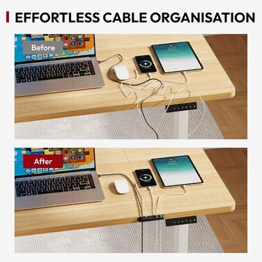 Електричний стіл Sanodesk з регулюванням висоти, 120x60 см, білий, з пам'яттю налаштувань, Ahorn+білий