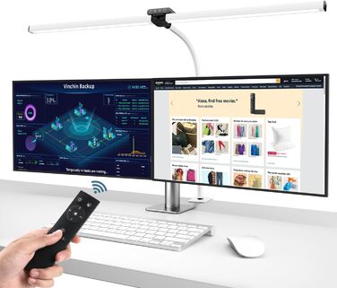 LED лампа для столу Doppelkopf з диммуванням, 24W, 80см, кріпленням, для офісу та дому, з пультом, білий світлодіодний світильник для робочого столу