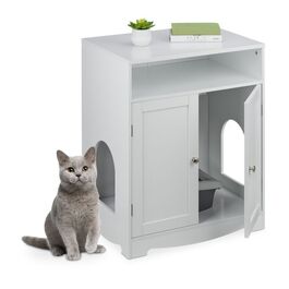 Relaxdays White Cat Litter Cabinet