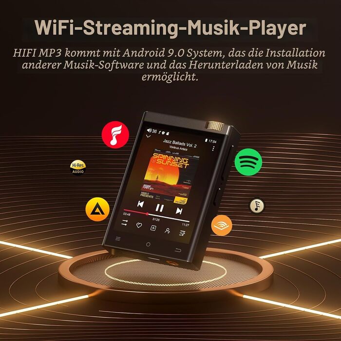 HiFi MP3 плеєр Oilsky 80GB з Android 9.0, Bluetooth та WiFi, цифровий аудіоплеєр з підтримкою DSD512 та Spotify, 2.8