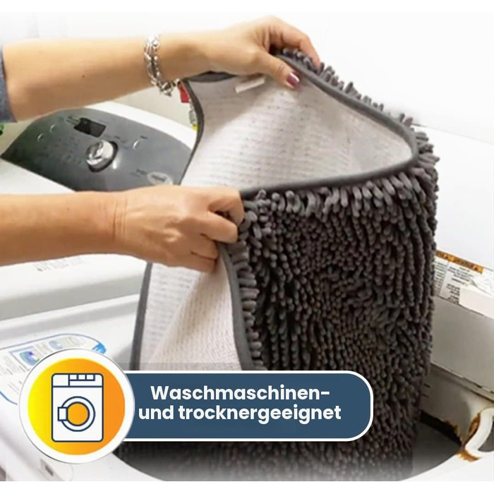 Гігроскопічний килимок для дому та тварин Muddy Mat® з мікрофібри, протиковзний та вологопоглинаючий килим для кухні, ванної та передпокою, сірий, M (76 x 48 см)