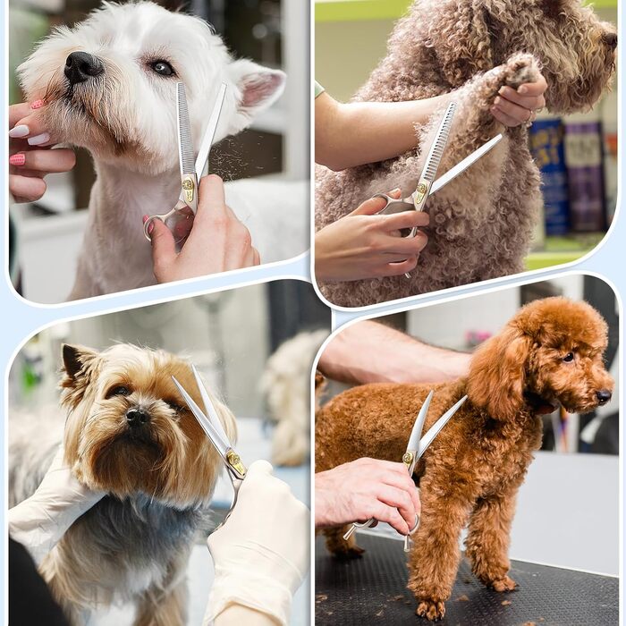 Професійна ножиця для грумінгу собак JASON Profi Fellschere - 40 зубців, з японської сталі 440C, 7 дюймів, ергономічна ручка, рожеве золото