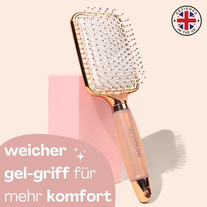 Щітка для волосся без заплутування - розпушувальна щітка для жінок - Paddle Brush - м'які щетинки для волосся та шкіри голови - підходить для всіх типів волосся (Рожеве золото & Білий)