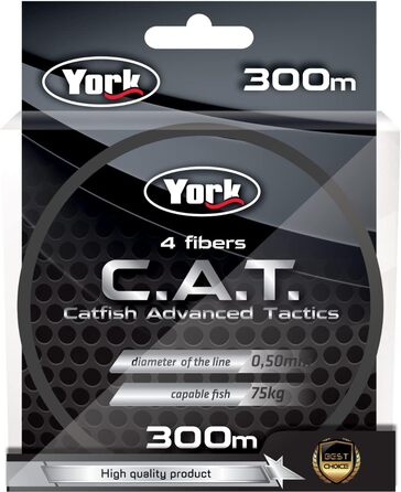 Плетена волосінь York C.A.T. для сома, 4-жильна, 300 м, 0,40-0,50 мм
