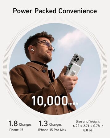 Powerbank Anker MagGo: 10000mAh, Qi2, 15W, MagSafe, USB-C, з дисплеєм та підставкою