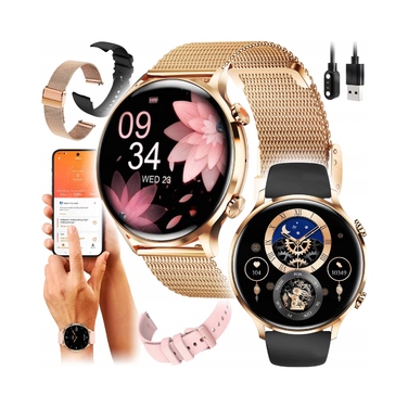 Жіночий смарт-годинник NejtStyle: можливість дзвінків, українське меню, золотий колір