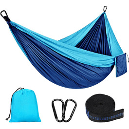 Гамак для відпочинку на природі: міцний, легкий, для кемпінгу, 300 кг, 300x200 см, односпальний/двоспальний, з нейлону, дихаючий, зелений/блакитний