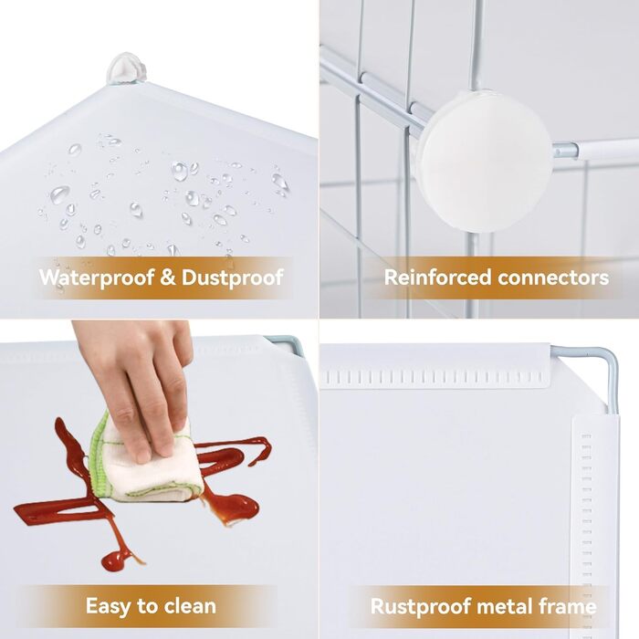 TUMUCUTE Storage Shelf with 9 Cubes, Plastic, Closet, Modular, Bookshelf, Storage Shelves for Bedroom, Living Room, Office, (White Plastic-Iron, 6 Cubes)