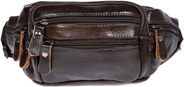 Чоловіча поясна сумка Christian Wippermann з натуральної шкіри - преміум якість, 24x12x6-8 см, 3 відділення на блискавці, регульований ремінь, коричнева