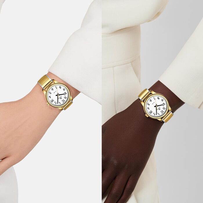 Жіночий годинник LN LENQIN: Водонепроникні годинники для жінок з нержавіючої сталі, кварцовий механізм, регульований браслет (сріблястий, золотий, білий)