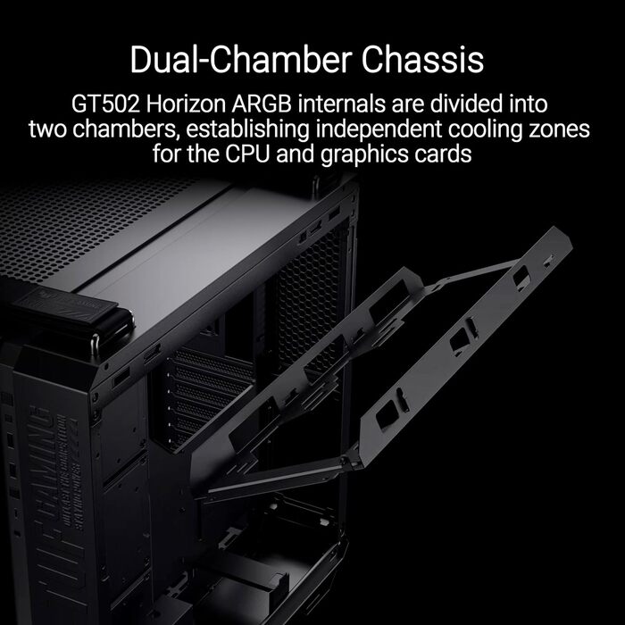Корпус для ПК ASUS TUF GAMING GT502 Horizon TG ARGB Black - двокамерний, з 4 RGB вентиляторами, USB Type-C, чорний
